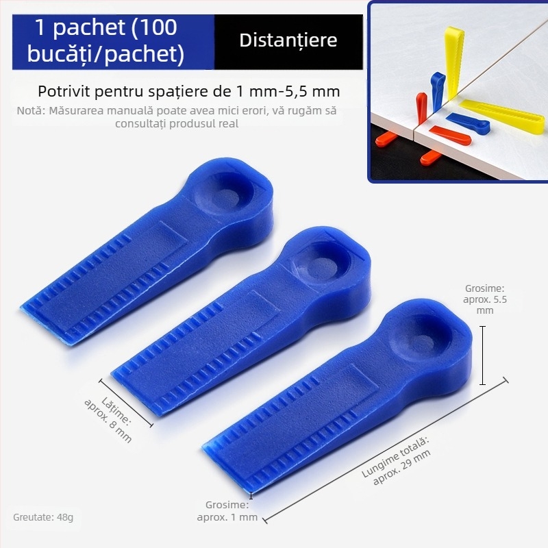 Instrument de poziționare și nivelare a plăcilor, cu clips încrucișați, pentru plăci pe perete și podea