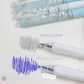 Pix gel cu clic lateral – ștergător, pentru elevi, culoare albastru închis cristal