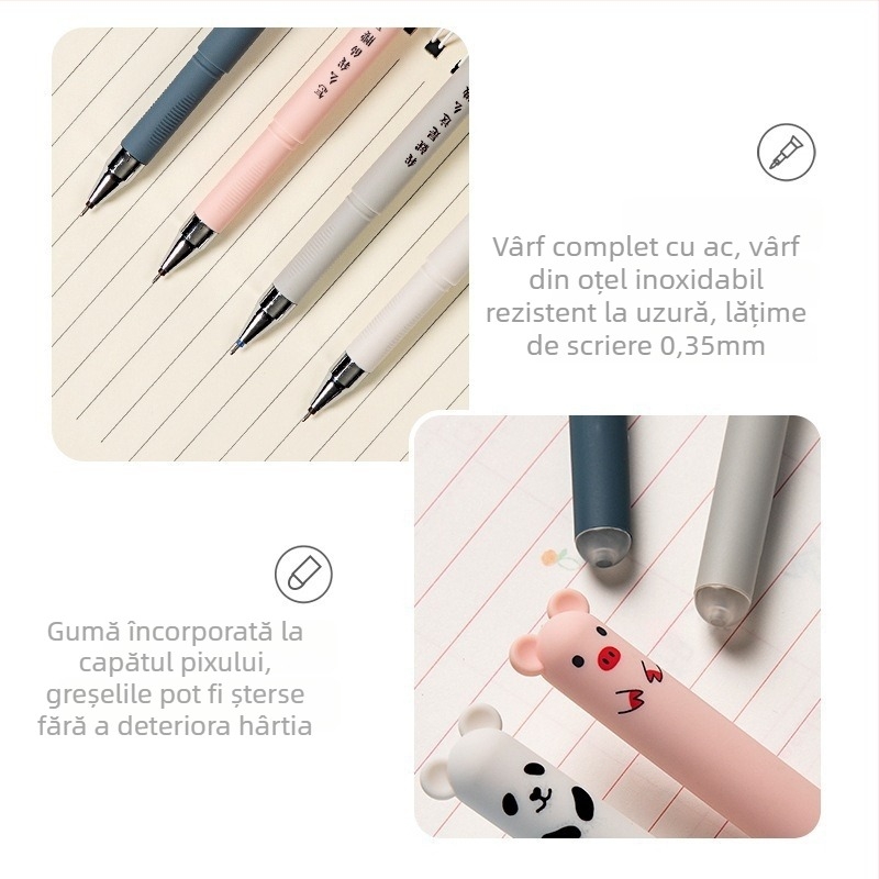 Pix gel cu ștergere termică pentru elevi din clasele 3–5, albastru cristal, ștergere prin frecare, scriere netedă