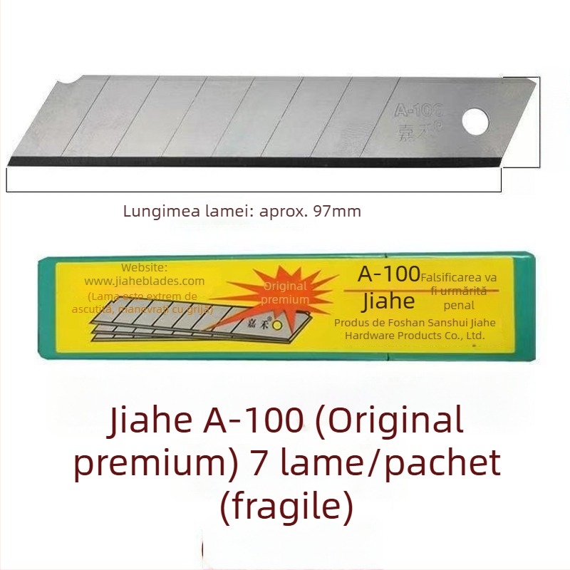 Lama de utilitate Jiahe mare, set de 7 lame pentru tăierea hârtiei, 18 mm, model A-10014