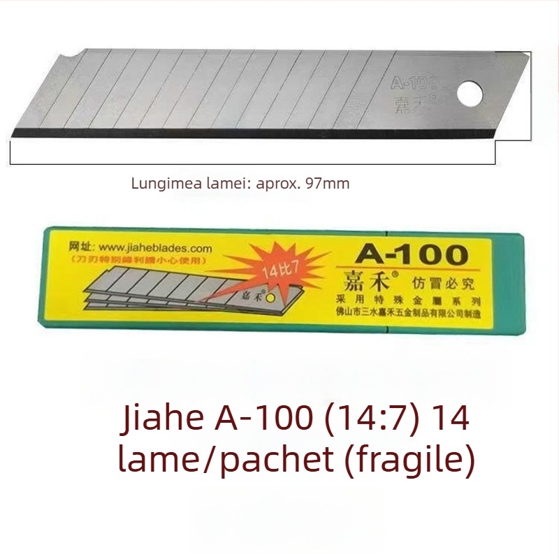 Lama de utilitate Jiahe mare, set de 7 lame pentru tăierea hârtiei, 18 mm, model A-10014