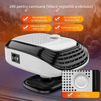 Ventilator auto Yiju pentru mașini și camioane, 12V-24V, încălzire interioară rapidă și degivrare