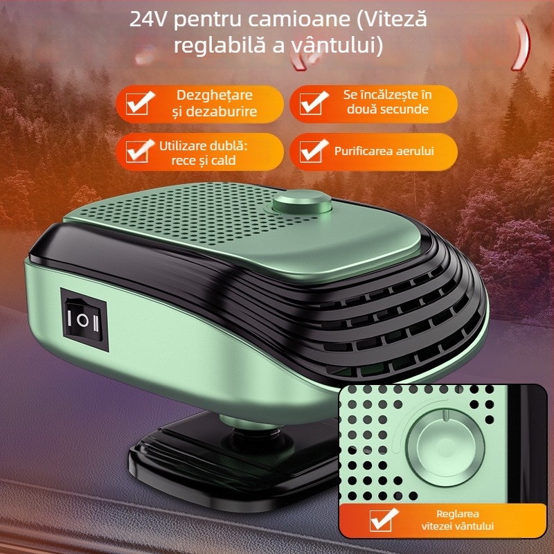 Ventilator auto Yiju pentru mașini și camioane, 12V-24V, încălzire interioară rapidă și degivrare