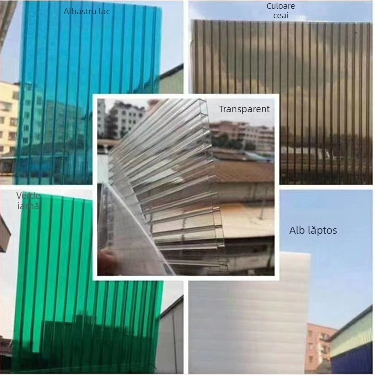 Panouri PC goale pentru lumină naturală, panouri cu două straturi pentru protecție solară, pentru intrări de parcare, sere și acoperișuri cu flori