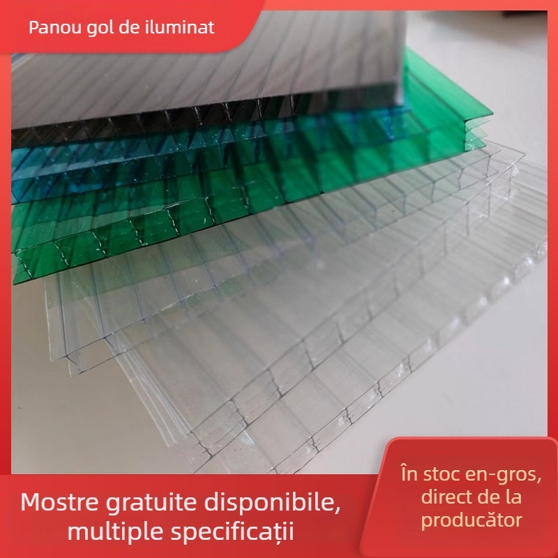 Panouri PC goale pentru lumină naturală, panouri cu două straturi pentru protecție solară, pentru intrări de parcare, sere și acoperișuri cu flori