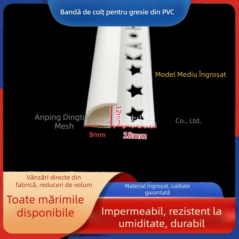 Dingtian colț din PVC pentru plăci, margine din plastic cu profil arcuit și unghi drept