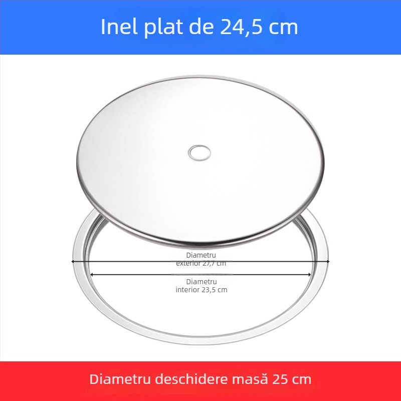 Inel din oțel inoxidabil pentru oală cu capac, design submersat, rotund sau pătrat, compatibil cu plitele cu inducție