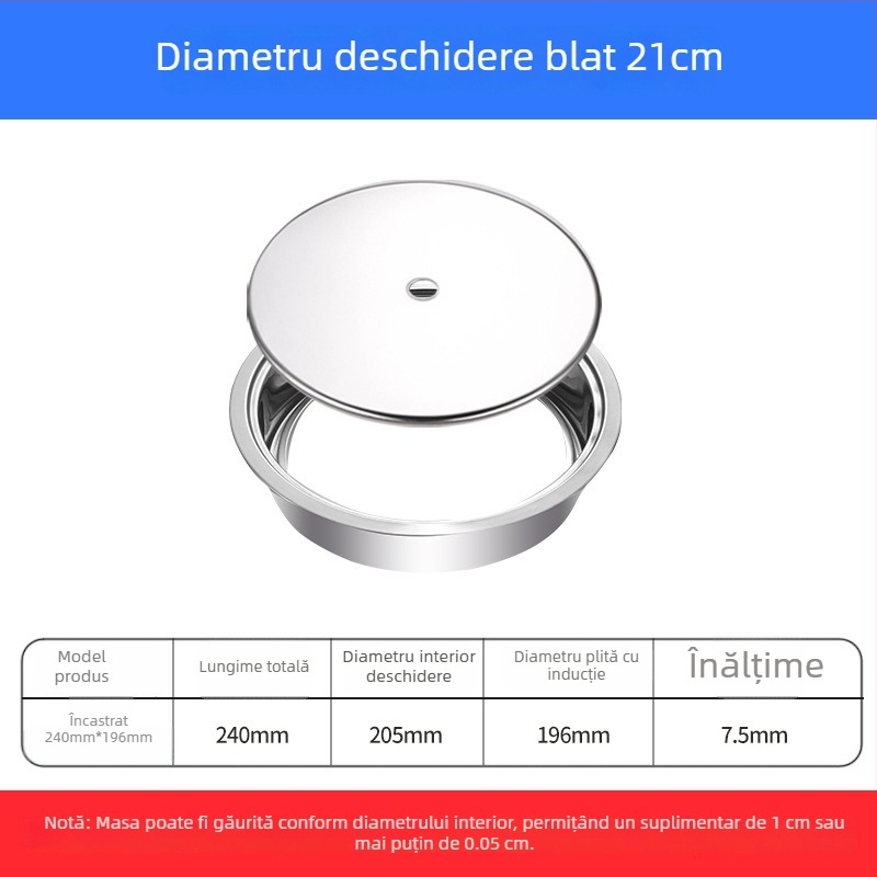 Inel din oțel inoxidabil pentru oală cu capac, design submersat, rotund sau pătrat, compatibil cu plitele cu inducție
