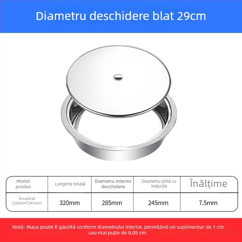 Inel din oțel inoxidabil pentru oală cu capac, design submersat, rotund sau pătrat, compatibil cu plitele cu inducție