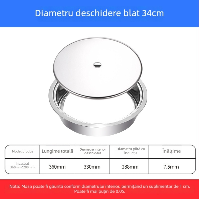 Inel din oțel inoxidabil pentru oală cu capac, design submersat, rotund sau pătrat, compatibil cu plitele cu inducție