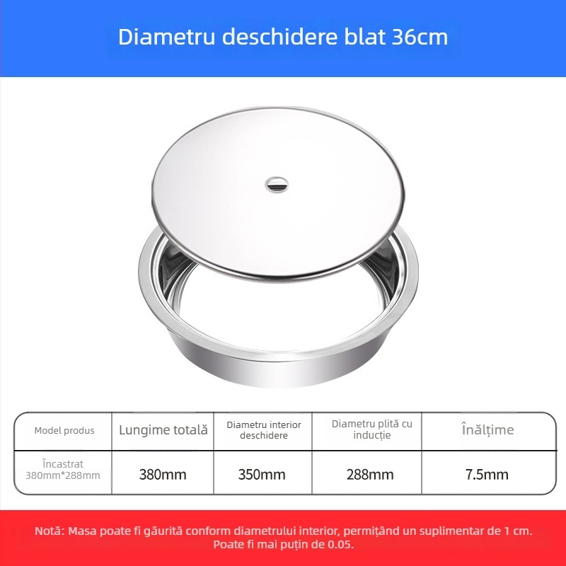 Inel din oțel inoxidabil pentru oală cu capac, design submersat, rotund sau pătrat, compatibil cu plitele cu inducție