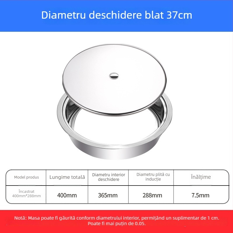 Inel din oțel inoxidabil pentru oală cu capac, design submersat, rotund sau pătrat, compatibil cu plitele cu inducție
