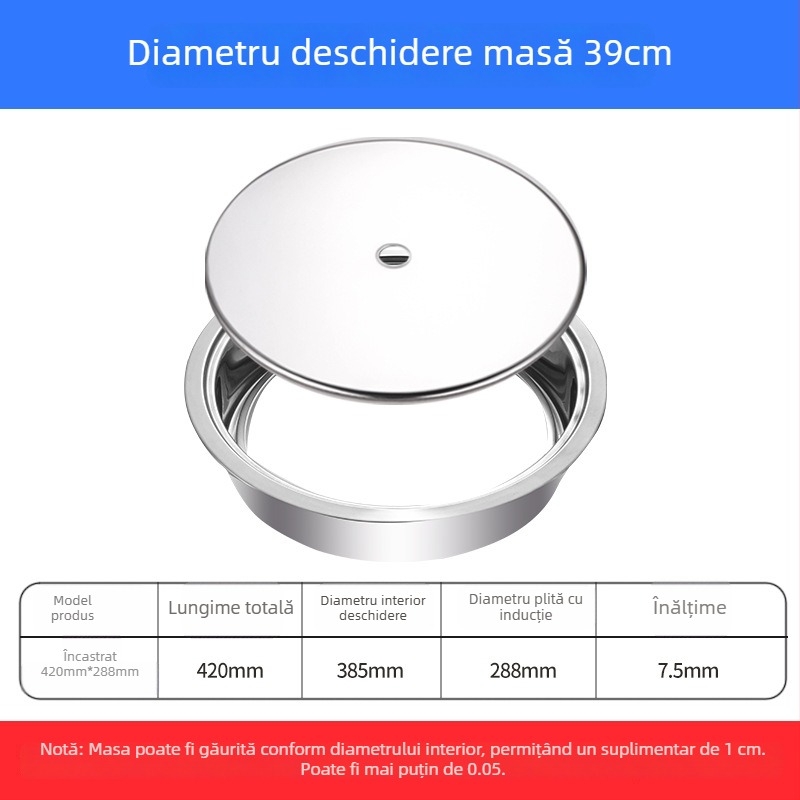 Inel din oțel inoxidabil pentru oală cu capac, design submersat, rotund sau pătrat, compatibil cu plitele cu inducție