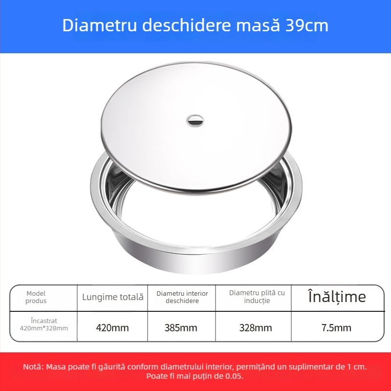 Inel din oțel inoxidabil pentru oală cu capac, design submersat, rotund sau pătrat, compatibil cu plitele cu inducție