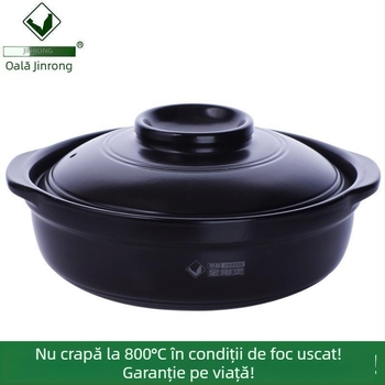 Oală ceramică de supe Huaxia King Kong pentru foc deschis și aragaz cu inducție, fund plat, rezistentă la temperaturi înalte, antiaderentă, 2.1–4 L