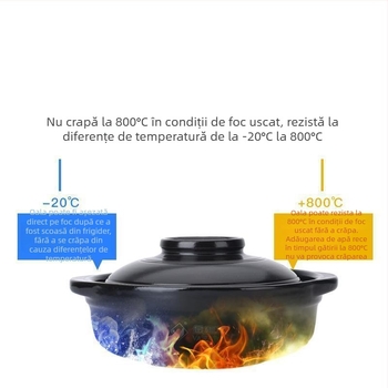 Oală ceramică de supe Huaxia King Kong pentru foc deschis și aragaz cu inducție, fund plat, rezistentă la temperaturi înalte, antiaderentă, 2.1–4 L