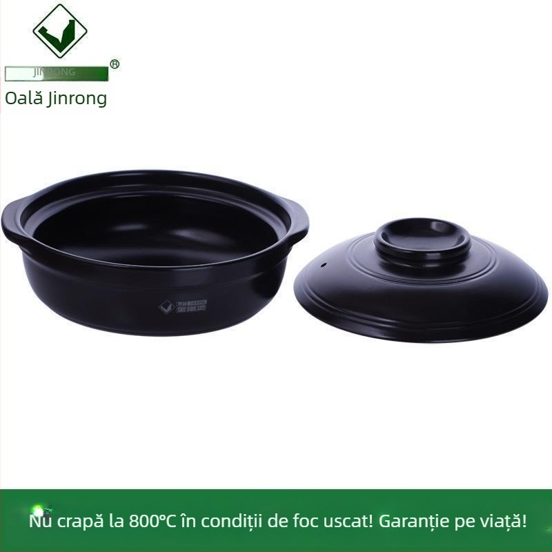 Oală ceramică de supe Huaxia King Kong pentru foc deschis și aragaz cu inducție, fund plat, rezistentă la temperaturi înalte, antiaderentă, 2.1–4 L