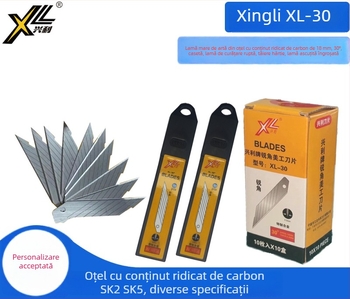 Lama pentru cutter din oțel cu carbon înalt, 18 mm, mare, unghi de 30°, ambalată în cutie, pentru tăierea hârtiei, vârf îngroșat