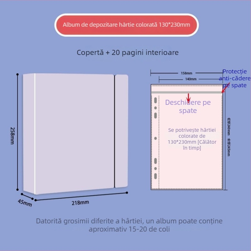 Editie japoneză: album de depozitare pentru carduri color pentru anime, dimensiuni 14x21x15 cm, pagini detașabile