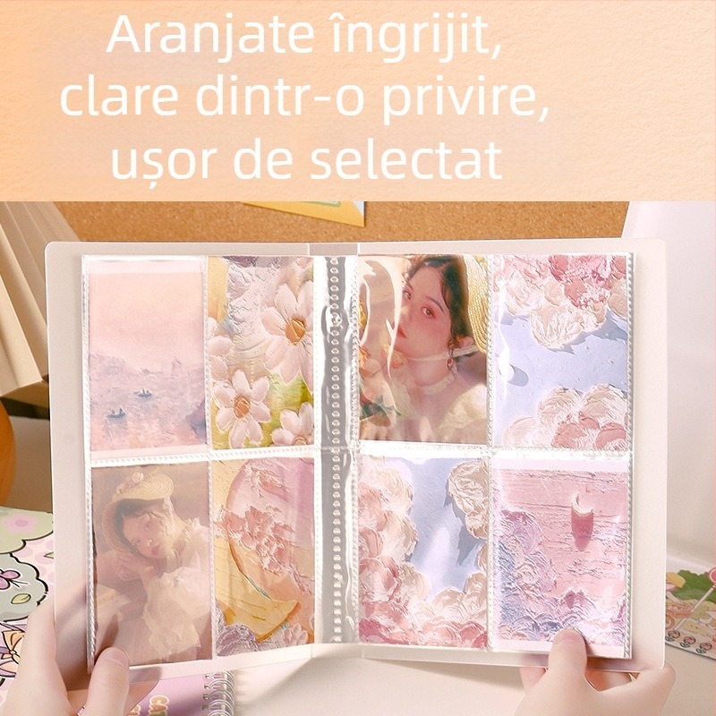 Album foto cu carduri de 3 inci, pagini în grilă pentru 4 carduri, spațiu compact pentru carduri, stil Instagram