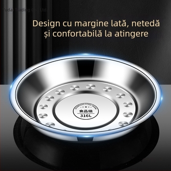 Farfurie rotundă din oțel inoxidabil 316L, grad alimentar, îngroșată, pentru bucătărie de acasă, farfurie de servire pentru cină și grătar