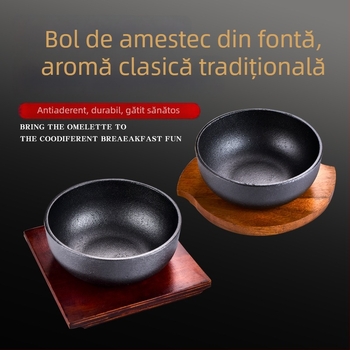 Vas coreean pentru bibimbap din piatră, oală din fontă cu bol metalic, compatibil cu plita cu inducție, oală pentru tofu, pentru uz casnic sau comercial