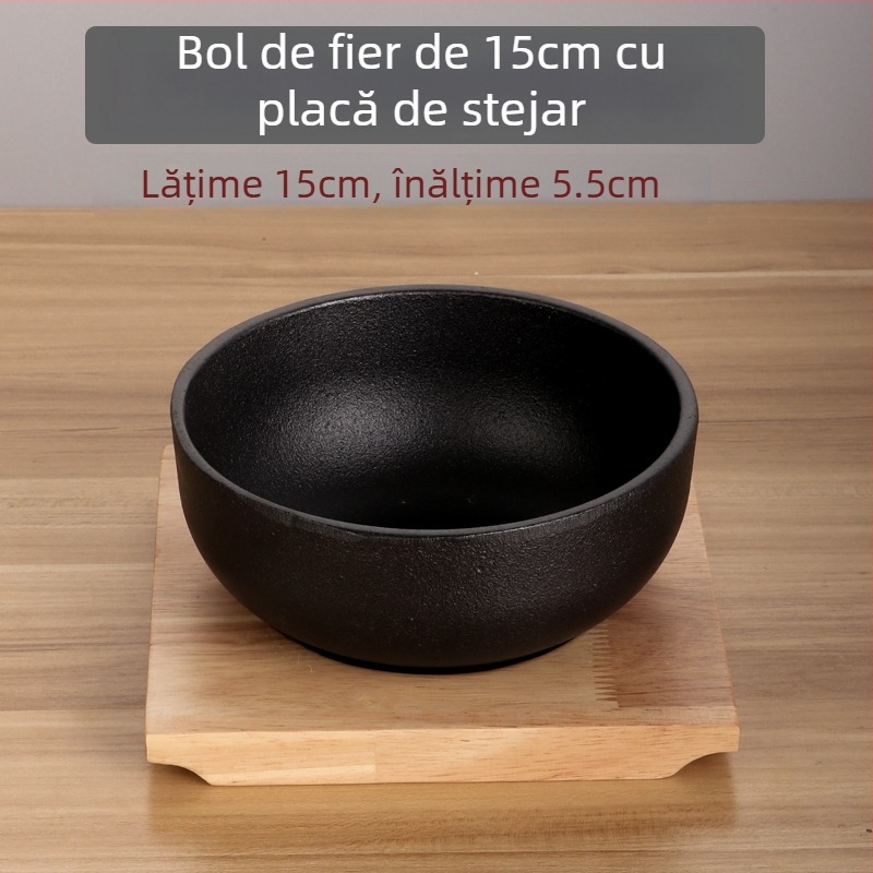 Vas coreean pentru bibimbap din piatră, oală din fontă cu bol metalic, compatibil cu plita cu inducție, oală pentru tofu, pentru uz casnic sau comercial