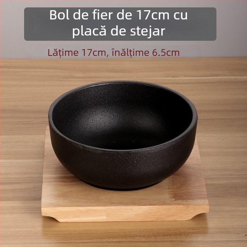 Vas coreean pentru bibimbap din piatră, oală din fontă cu bol metalic, compatibil cu plita cu inducție, oală pentru tofu, pentru uz casnic sau comercial