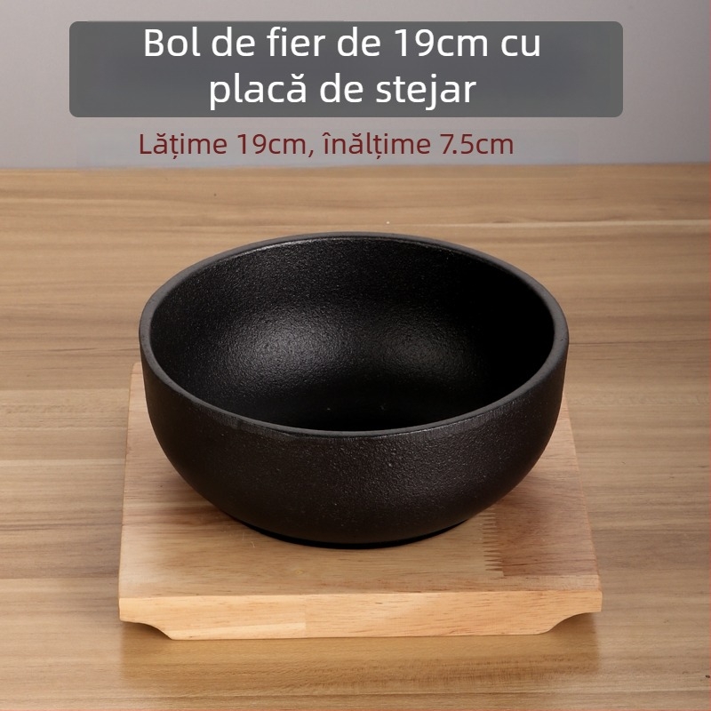 Vas coreean pentru bibimbap din piatră, oală din fontă cu bol metalic, compatibil cu plita cu inducție, oală pentru tofu, pentru uz casnic sau comercial