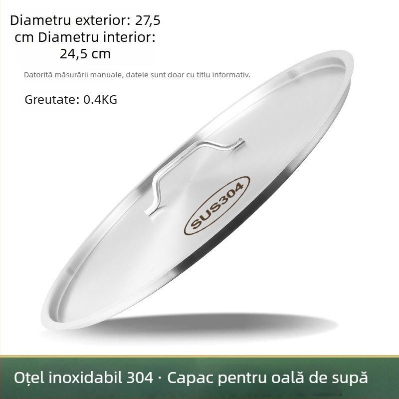 Capac din oțel inoxidabil 304 pentru găleata de supă, grosime mare, plat, rotund, calitate alimentară