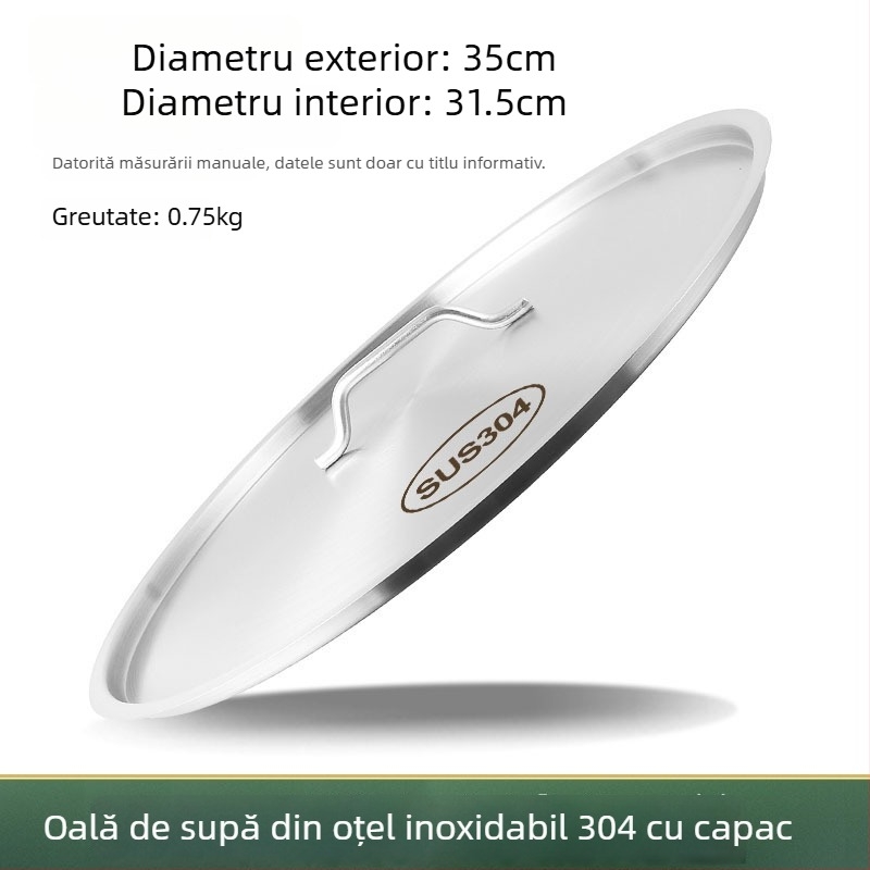 Capac din oțel inoxidabil 304 pentru găleata de supă, grosime mare, plat, rotund, calitate alimentară