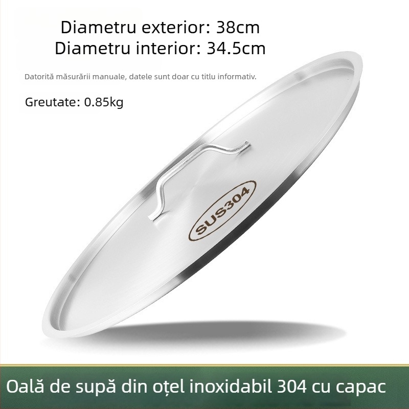 Capac din oțel inoxidabil 304 pentru găleata de supă, grosime mare, plat, rotund, calitate alimentară