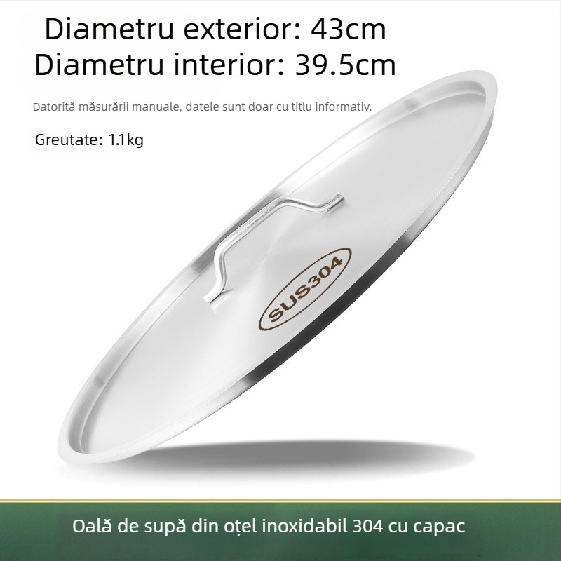 Capac din oțel inoxidabil 304 pentru găleata de supă, grosime mare, plat, rotund, calitate alimentară