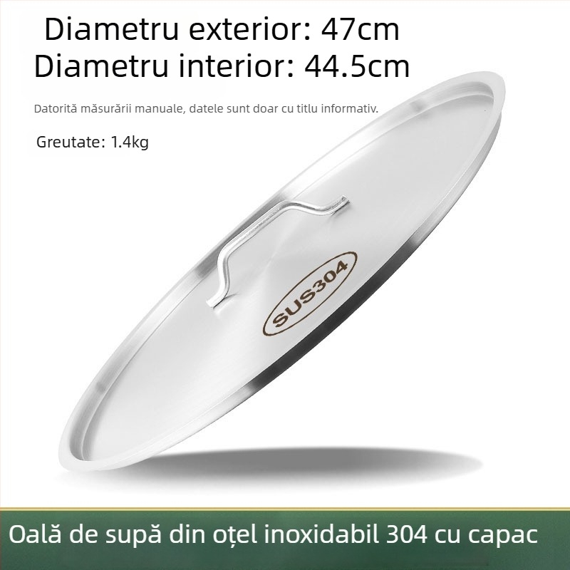 Capac din oțel inoxidabil 304 pentru găleata de supă, grosime mare, plat, rotund, calitate alimentară