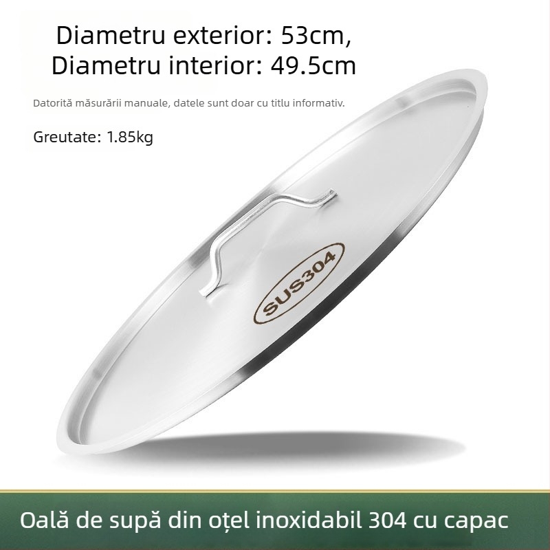 Capac din oțel inoxidabil 304 pentru găleata de supă, grosime mare, plat, rotund, calitate alimentară