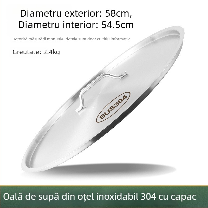 Capac din oțel inoxidabil 304 pentru găleata de supă, grosime mare, plat, rotund, calitate alimentară