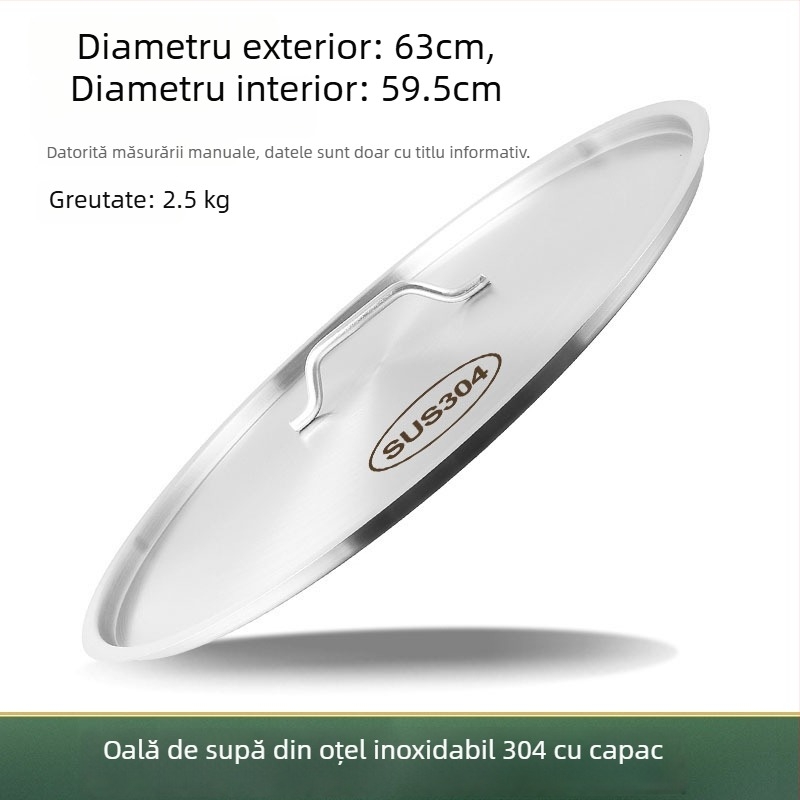 Capac din oțel inoxidabil 304 pentru găleata de supă, grosime mare, plat, rotund, calitate alimentară
