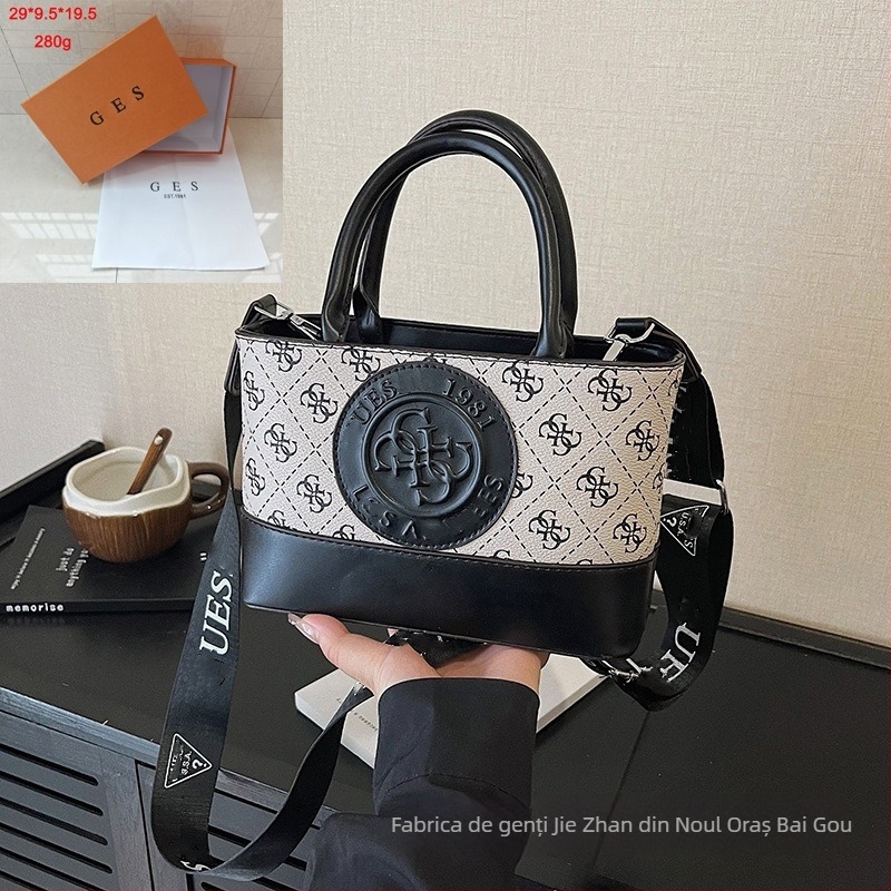 Geantă de mână cu imprimeu alfabet, în stil lux ușor Europa-America, tote cu bretea lată pentru umăr, purtare crossbody sau în mână, colecție nouă 2025