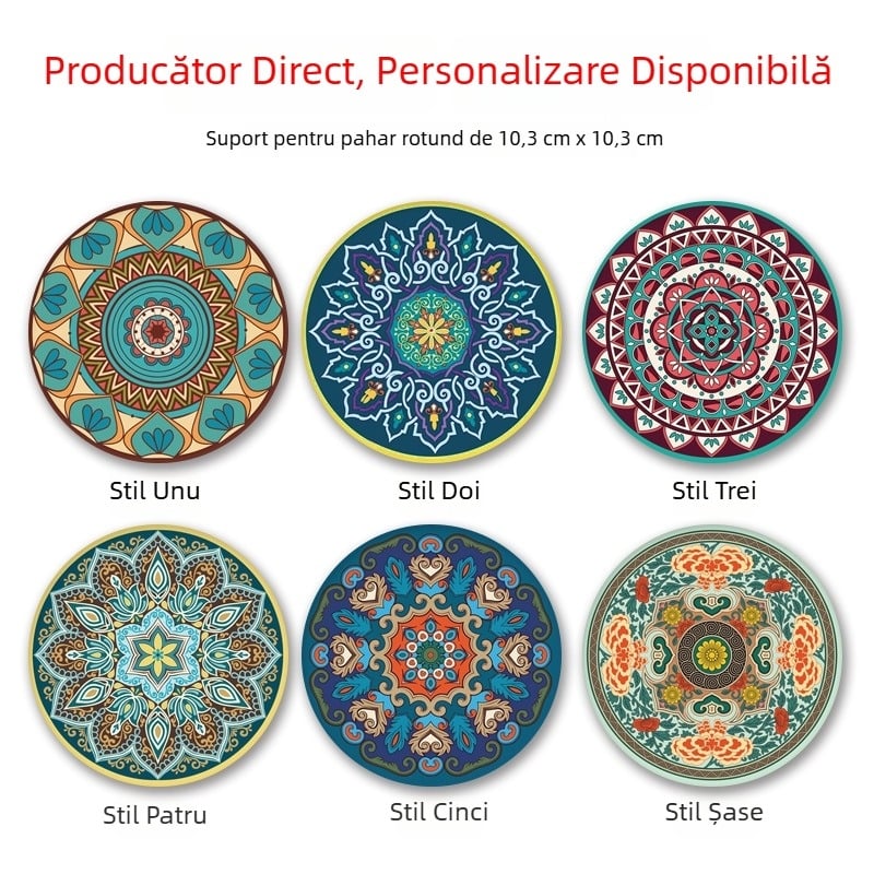 Suport ceramic pentru pahar, cu bază din plută, absorbant de apă, anti-alunecare, rotund, stil minimalist modern