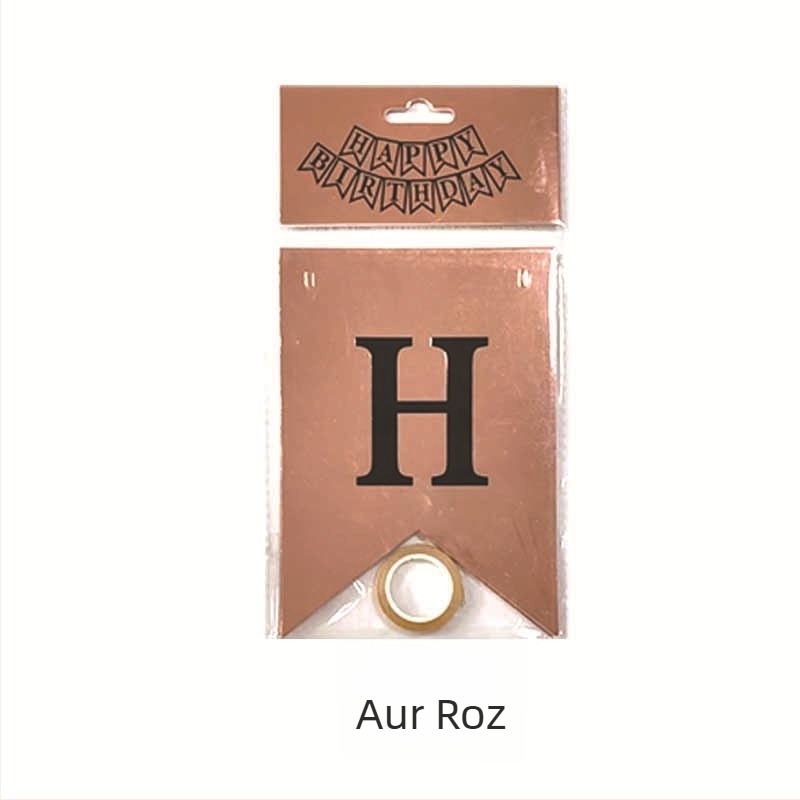 Bannere engleze pentru ziua de naștere cu folie oglindită de aur, decor pentru petreceri, stegulețe din hârtie, dimensiuni 12×17 cm, culori variate
