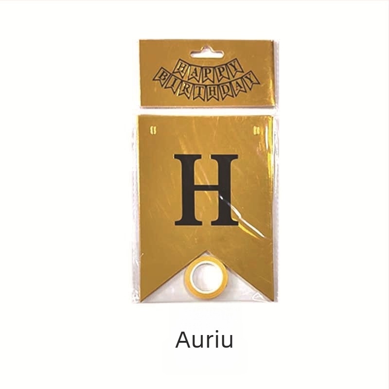 Bannere engleze pentru ziua de naștere cu folie oglindită de aur, decor pentru petreceri, stegulețe din hârtie, dimensiuni 12×17 cm, culori variate