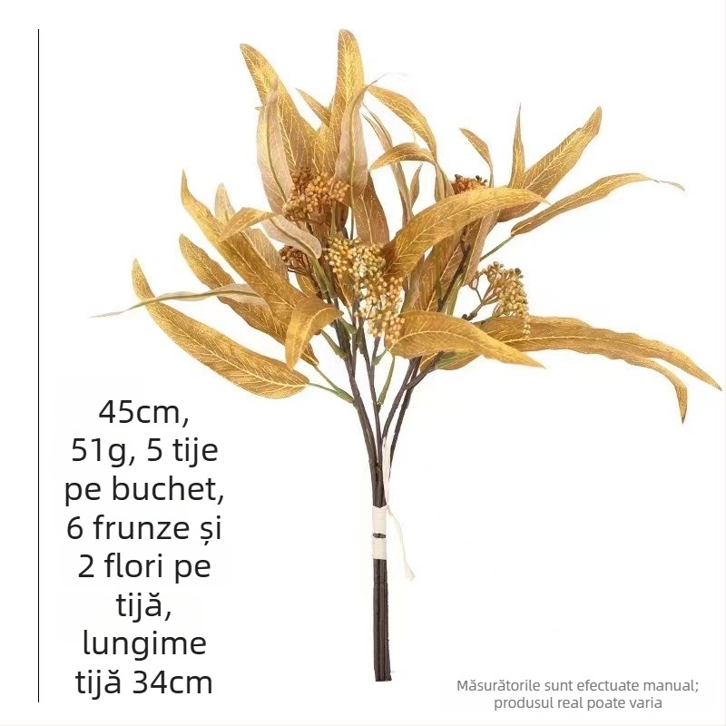 Frunze artificiale de eucalipt și măslin, cu formă de frunze de salcie, pentru aranjamente florale, 45 cm