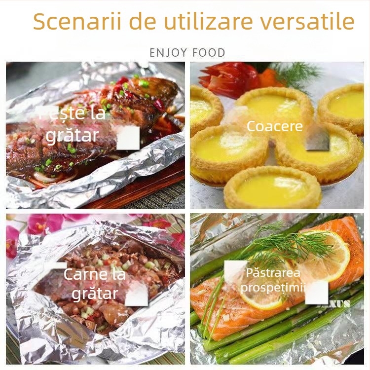Burning Friends 3431 folie de aluminiu extra-wide pentru coacere și grătar, 8 m lungime, îngroșată, pentru carne și pește