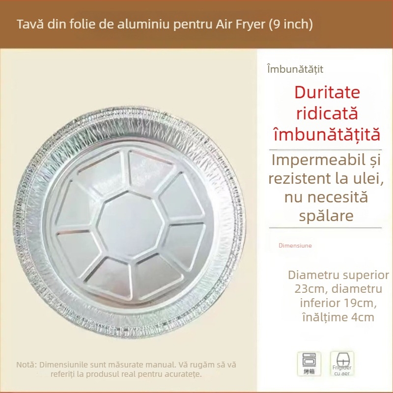 Tavă din folie de aluminiu pentru air fryer, antiulei, rezistentă la cuptor, reutilizabilă