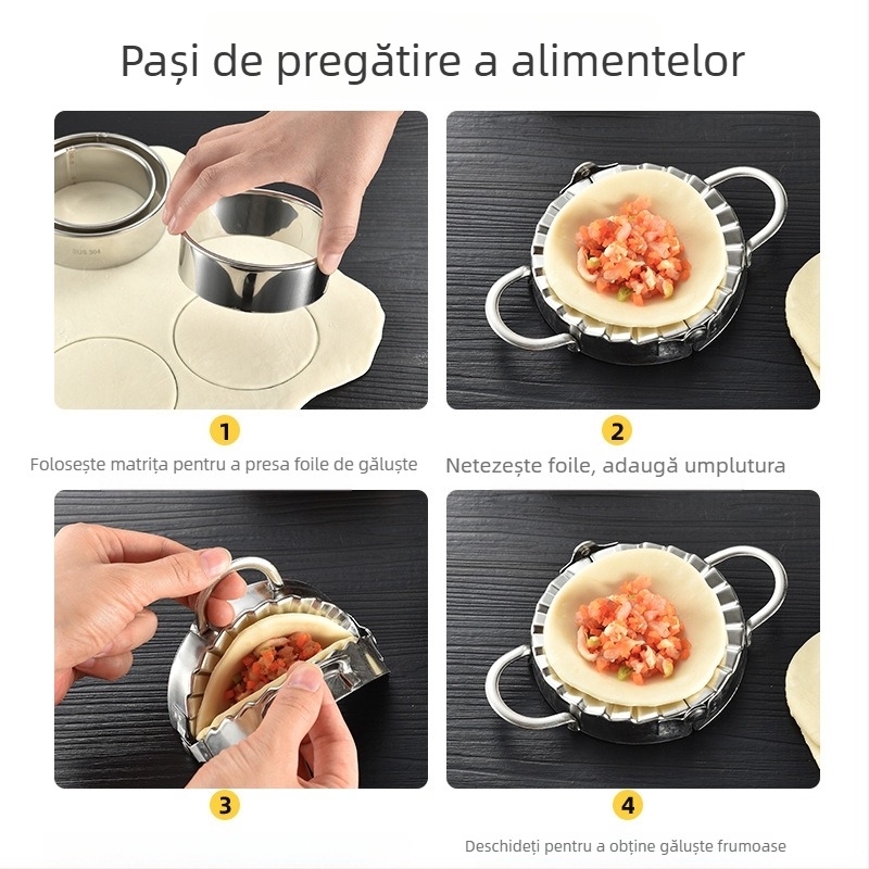 Unealtă pentru prepararea găluțelor chinezești acasă, aparat manual din oțel inoxidabil, model în formă de floare pentru foi de aluat