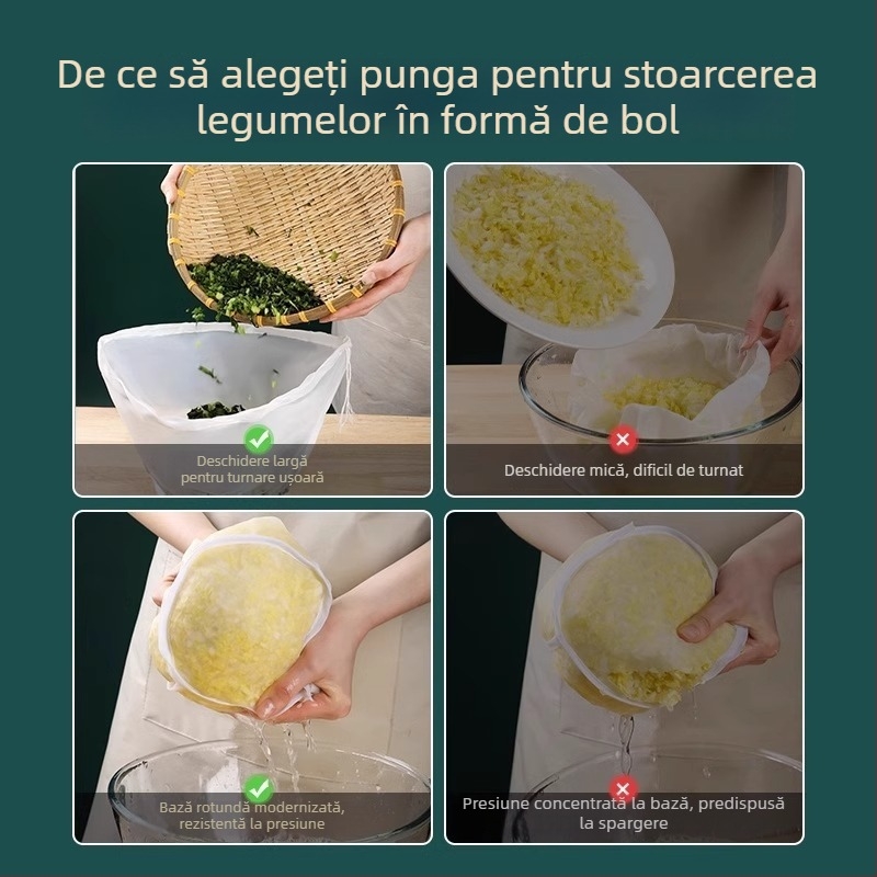 Presă pentru umplutura de găluște, pungă de stoarcere a legumelor, filtru pentru lapte de soia, dehydrator de bucătărie