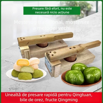 Formă de presare din lemn solid pentru aluat de orez lipicios, foi pentru gyoza și prăjituri de orez