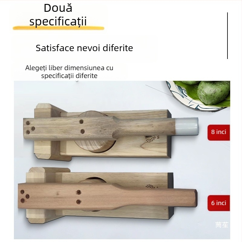 Formă de presare din lemn solid pentru aluat de orez lipicios, foi pentru gyoza și prăjituri de orez