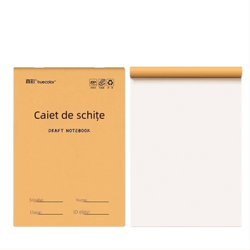 True Color bloc de schițe împărțit pentru elevi de învățământ primar, foi de schițe mai groase detașabile, foi albe pentru calcule