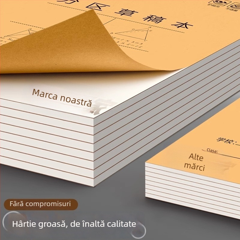 True Color bloc de schițe împărțit pentru elevi de învățământ primar, foi de schițe mai groase detașabile, foi albe pentru calcule